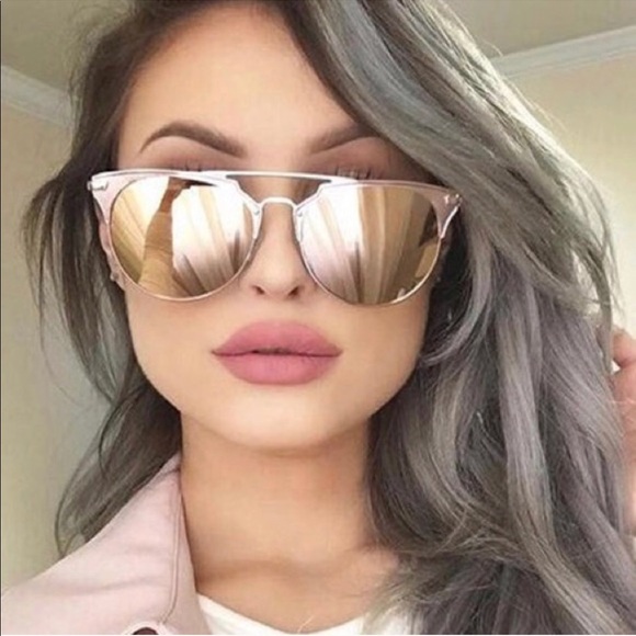 Rose Gold Retro Sunglasses Mirrored Lens - Picture 6 of 7